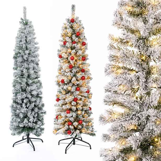Vánoční Stromek Slim, Zasněžený, Umělý, Úzký, Kuželovitý, Vánoční, Prémiový, 150 CM
