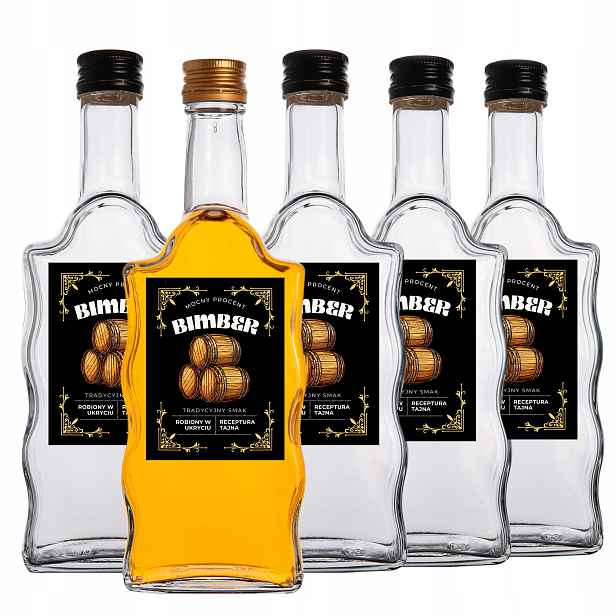 20x Láhev 500 ml Likéry Víno Bimber Vodka Svatba Vlna s etiketami bonus