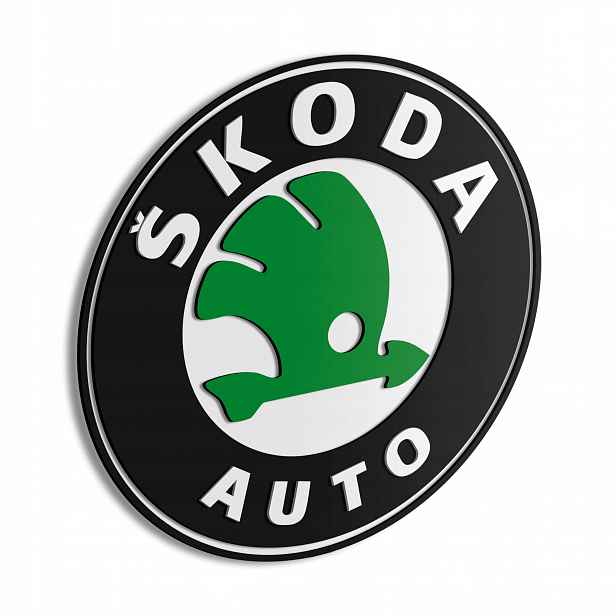 Dřevěný obraz 3D Logo Škoda Nástěnná Dekorace Dárek