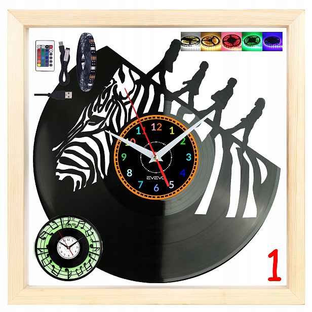 Nástěnné hodiny Liverpool Rock Band Dřevěný rám 32x32 cm Rgb Led Svítí