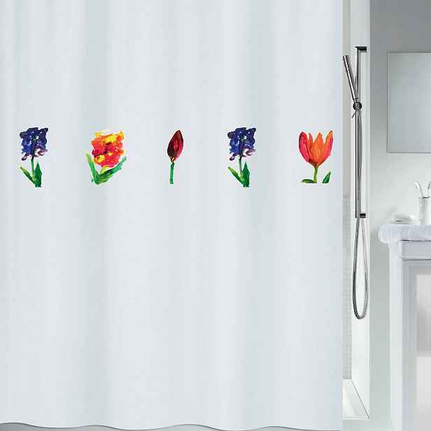 Spirella sprchový závěs Mano, motiv květin, bílý, 180 x 200 cm, polyester