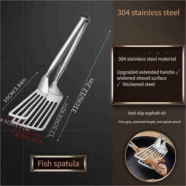 TEMU 1ks Kleště z nerezové oceli 304, ideální pro grilování, smažení, vaření a BBQ - Kompaktní design, ergonomická rukojeť, pevný a odolný kuchyňský