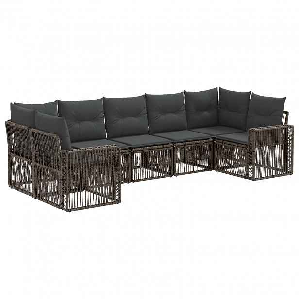 vidaXL Sada zahradních pohovek 7 ks 7-Počet míst Šedá a tmavě šedá