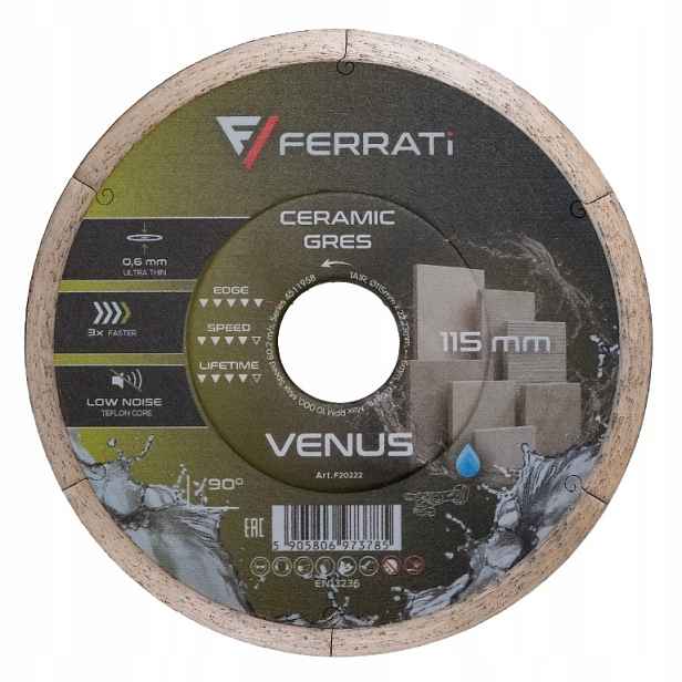 Diamantový řezací kotouč, tloušťka 0,6 mm Ferrati Venus 115 mm/mokrý