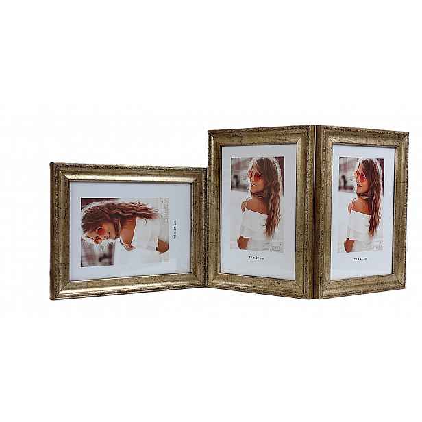 Galerie multirama Veneto foto 15x21 cm Trojitá úroveň/vertikální/vertikální Zlatá