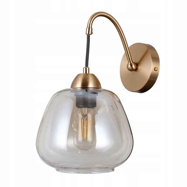 Nástěnná lampa Felis Zlatá E27 Jantarové stínítko Moderní Italux