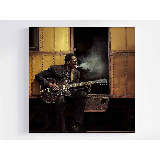 Obraz Na Plátně Canvas Postava Hudebník Kytarista Jazz Blues Vlak 60x60