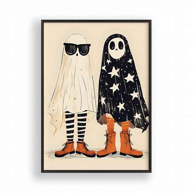 Halloweenský Plakát A3, černý dřevěný Rámeček , 30x42 cm