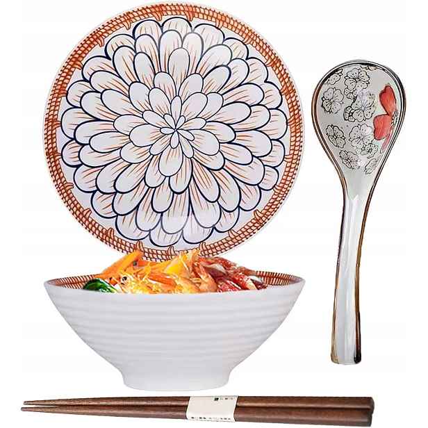 Porcelánová Miska Ramen 1100 ML S Lžící A Tyčinkami