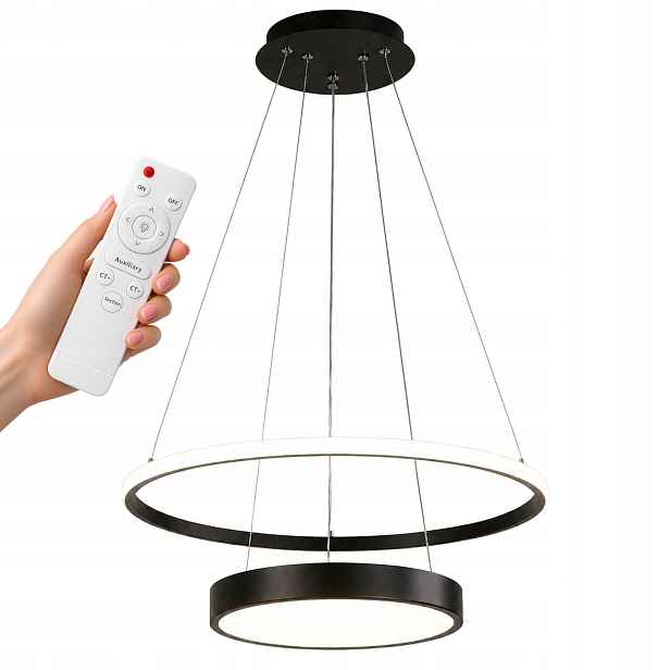 Závěsné Stropní Svítidlo Moderní Led Lustr Černá 50 CM S Dálkovým Ovládáním Loft