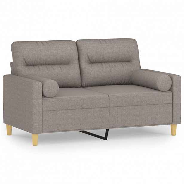 vidaXL 2místná pohovka s polštáři taupe 120 cm textil