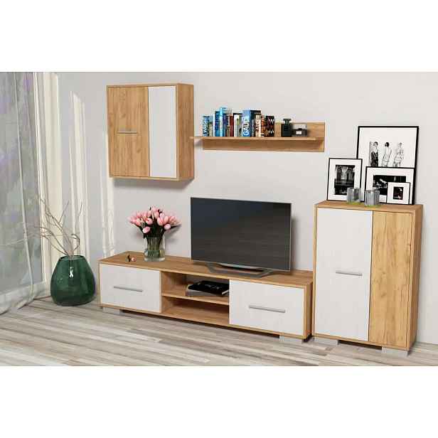 Casarredo Obývací stěna ZETA jasan zlatý/bílá