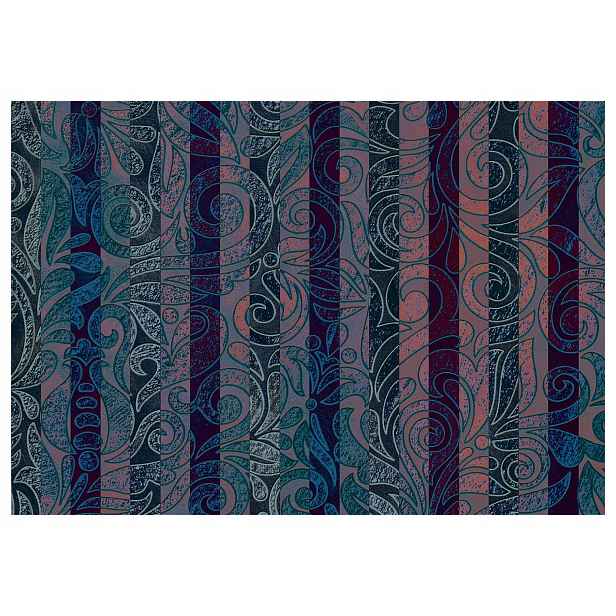 Fototapeta Art déco Fialová-Bordo Květiny Geometrické pruhy 350x250 lepidlo
