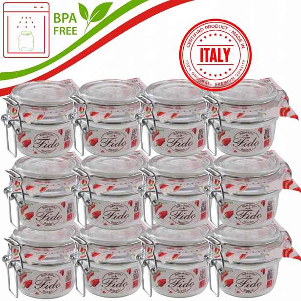 Sklenice Bormioli Fido Rocco zavařování zavařeniny spona 125 ml Bpa Free 12 Ks