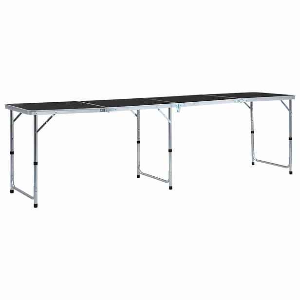vidaXL Skládací kempingový stůl šedý hliník 240 x 60 cm