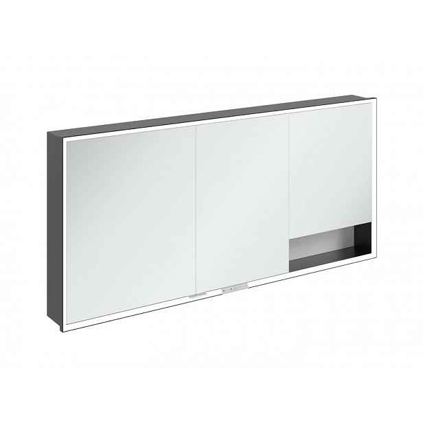 Villeroy & Boch My View+ - Zrcadlová skříňka s LED osvětlením 160x75x17 cm, 3 dvířka, Brilliant White/matná černá B48216VE