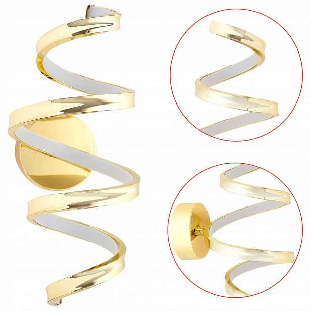 Zlaté Led nástěnné svítidlo Glamour Spirála Moderní nástěnná lampa do obývacího pokoje Spring