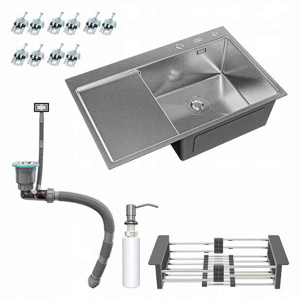 Dřez Ocelové 63X50 CM Inox S Odkapávačem, Hloubka 22 CM