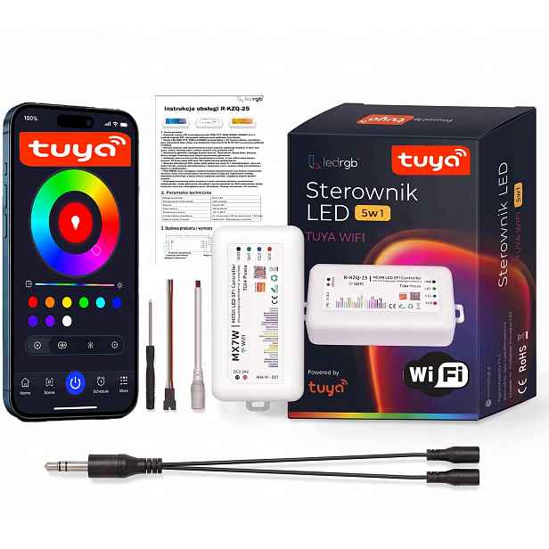 Ovladač stmívače pro Led pásky Cob Digitální Bílý Barevný Wifi Tuya Spi