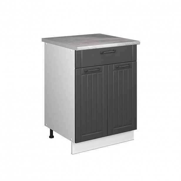 Vicco SPODNÍ SKŘÍŇKA PRO DŘEZ/VARNOU DESKU Fame-Line, Tmavě šedá/Bílá, 60 cm se zásuvkou, PD Mramor