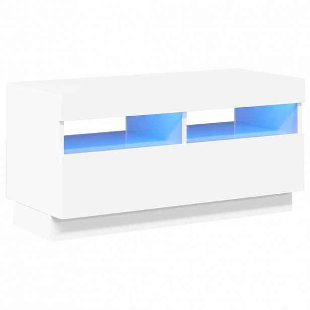 vidaXL TV skříňka s LED osvětlením bílá s vysokým leskem 80x35x40 cm