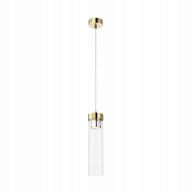 Závěsná lampa zlatá s křišťály, skleněná tuba nad stůl Zuma Line