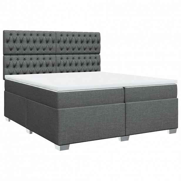 vidaXL Box spring postel s matrací tmavě šedá 200x200 cm textil