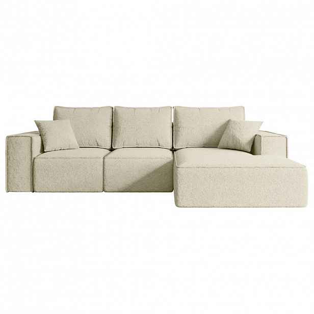 ALTDECOR ROHOVÁ SEDAČKA s funkcí lůžka a úložným prostorem SERRA-L-S – 266 × 161 × 87 cm, béžová buklé