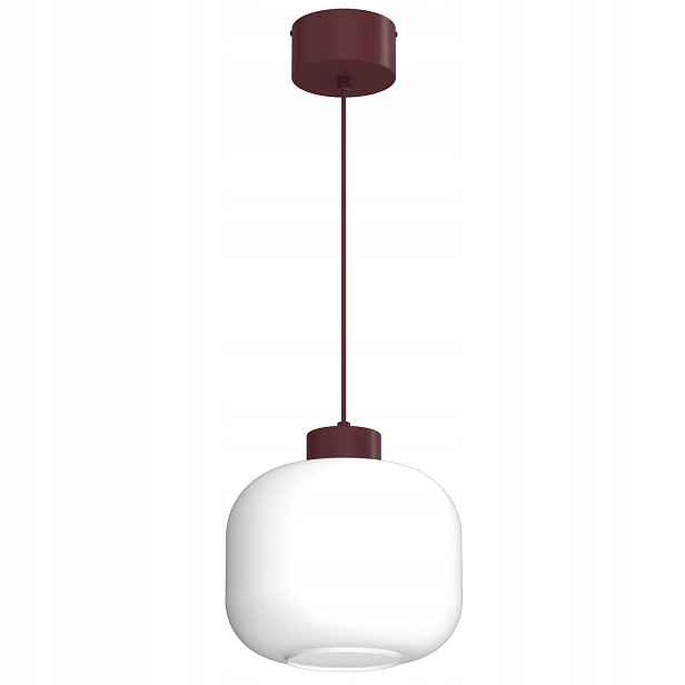 Luminex Galante závěsná lampa bordó 1xE27 15W bílé sklo 25 cm