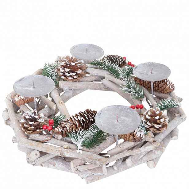 MCW ADVENTNÍ VĚNEC KRUHOVÝ DŘEVĚNÝ BEZ SVÍČEK Bílý