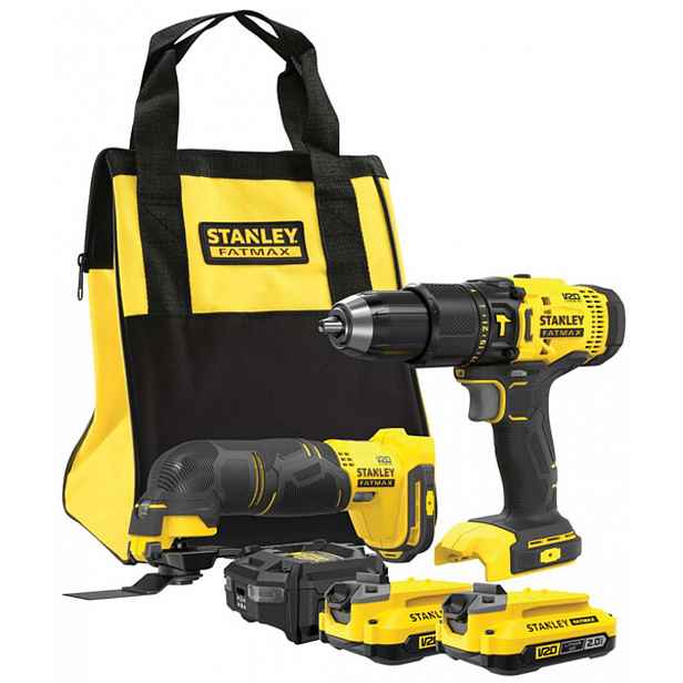 Stanley - 18V AKU sada příklepové vrtačky a oscilační multibrusky, 2x aku 2,0 Ah Li-Ion, nabíječka SFMCK213D2S-QW