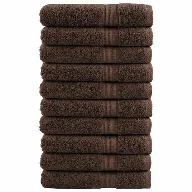 vidaXL Prémiové ručníky SOLUND 10 ks hnědé 100x200 cm 600 g/m²