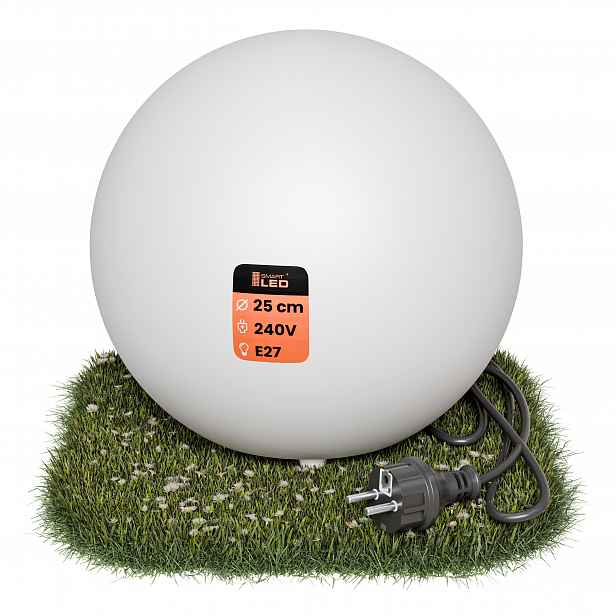 Zahradní lampa Kula do zahrady Led Bílá Zapichovací Kabel 230V E27 25cm IP65