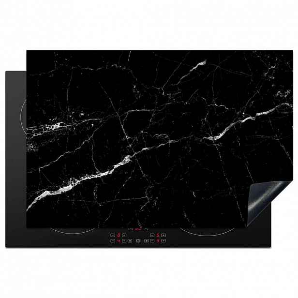 MuchoWow KRYT NA INDUKČNÍ DESKU Mramorový vzhled - Černá - Luxusní 78x52 cm