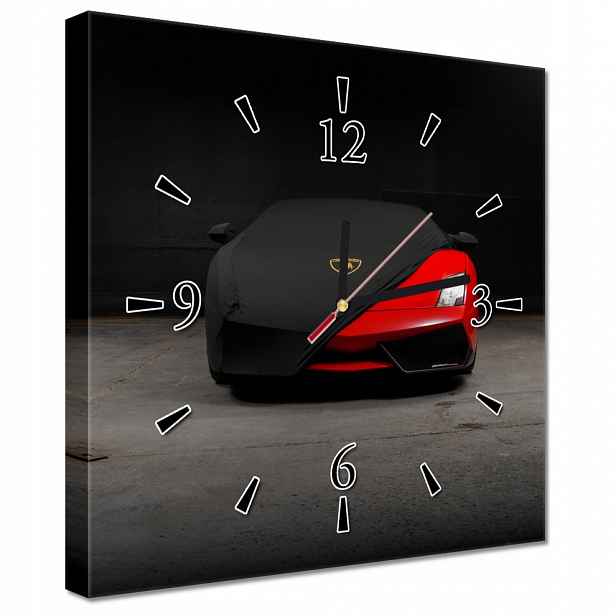 Nástěnné hodiny 30x30 Červené auto