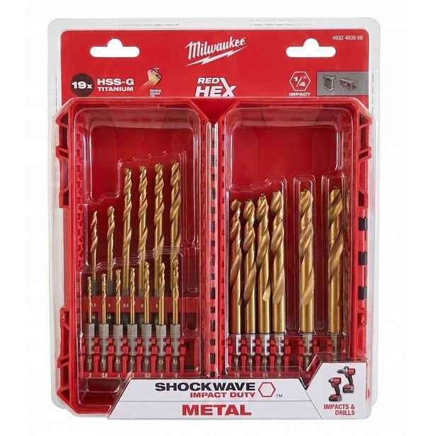 Sada vrtáků do kovu 19ks Hss-g Red Hex Milwaukee