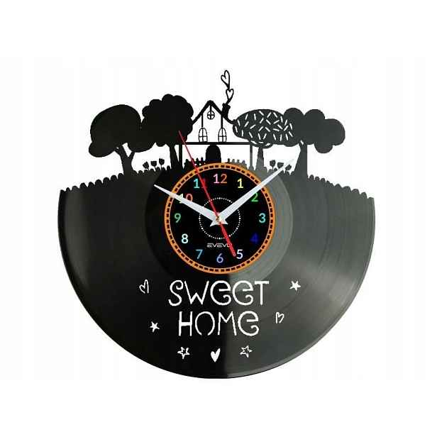 Sweet Home Dekorativní Nástěnné Hodiny Moderní Vinylová Deska Na Pre