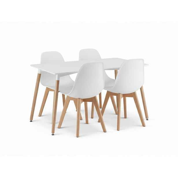 Jídelní set 1 + 4, bílý stůl ADRIA 120x80 cm + bílá židle KITO