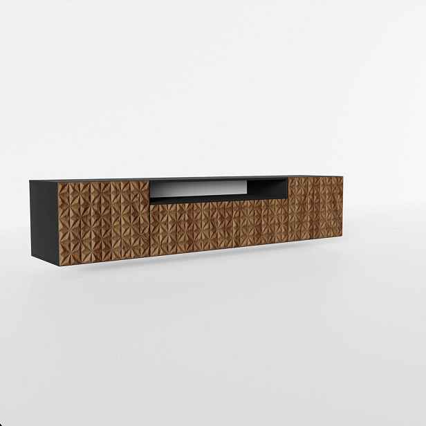 MASSENO ZÁVĚSNÝ TV STOLEK ROVA, 200/41/40 cm, černý /, dekor dub