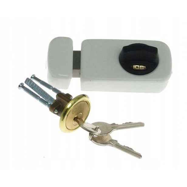 Povrchový závorový zámek s knoflíkem Lob TB61 Bílý 60 mm 3 klíče