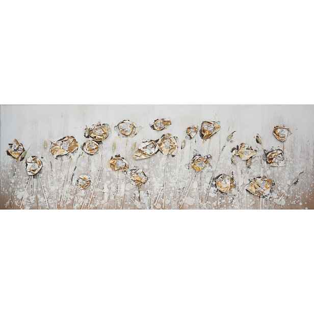 Ručně malovaný obraz Květiny 120x40 cm, 3D struktura