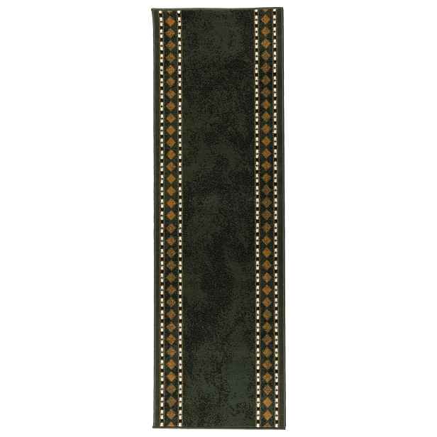 vidaXL Běhoun FLORNES Tkaný Zelená Diamanty 80 x 300 cm PP 7 mm