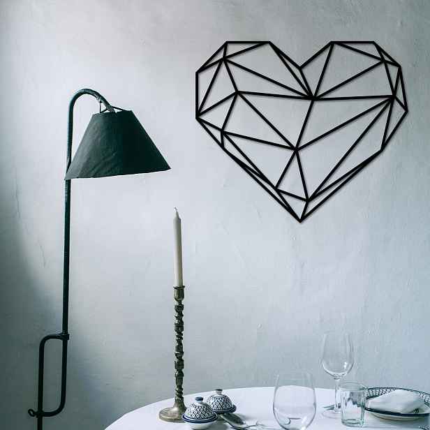 Wallity Nástěnná kovová dekorace Heart I černá