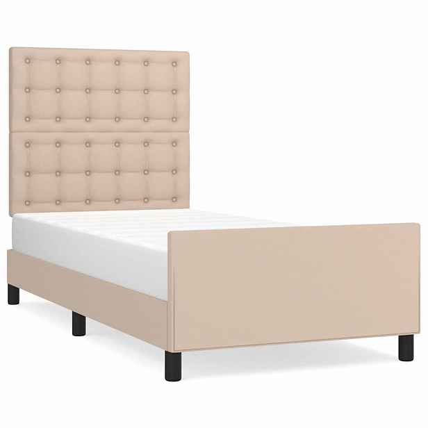 vidaXL Rám postele s čelem cappuccino 100x200 cm umělá kůže