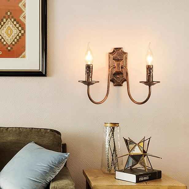 Lampa Nástěnné svítidlo ve francouzském stylu Vintage Starožitná mosaz Sada 2 kusů