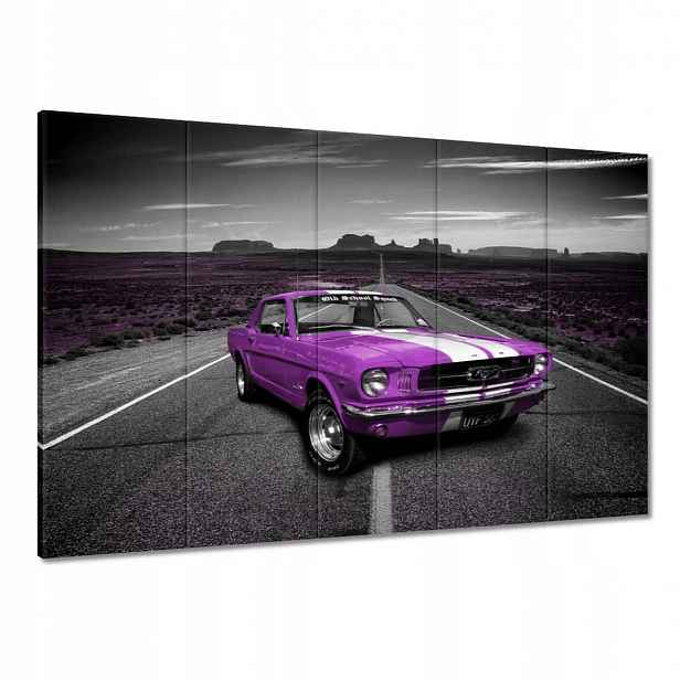 Obrazy 100x70 Fialový Ford Mustang na zadní straně