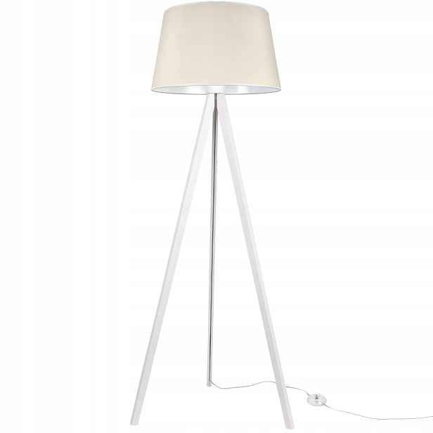 Stojací Lampa Trojnožka Bílá S Stínítkem Do Ložnice Obývacího Pokoje Kužel