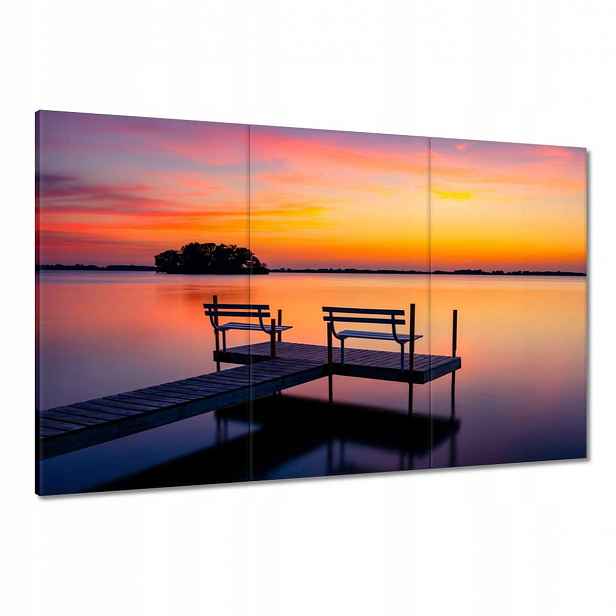Obrazy 120x80 Západ slunce Jezero