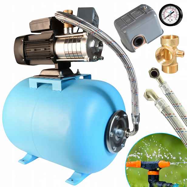 50 L Hydrofor Vodní Čerpadlo Inox 550 W 70 L/min 5 Rotorů Příslušenství Hotová Sada