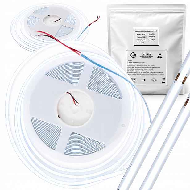Led páska Cob 230V 9W/m 8mm 6500K IP20 role 10 m Led osvětlovací páska